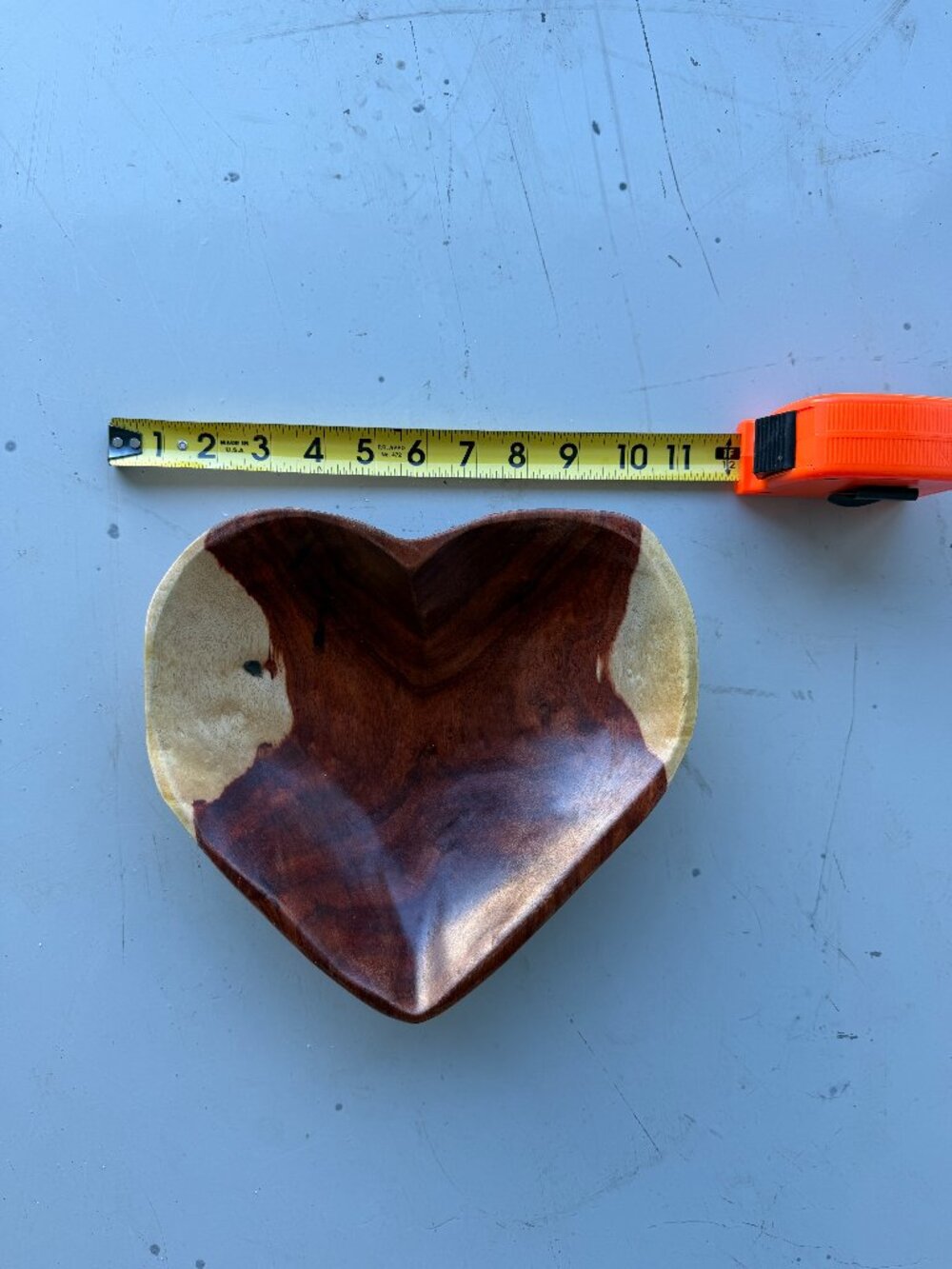 Heart Shaped Hand Carved Wood Catch All Tray